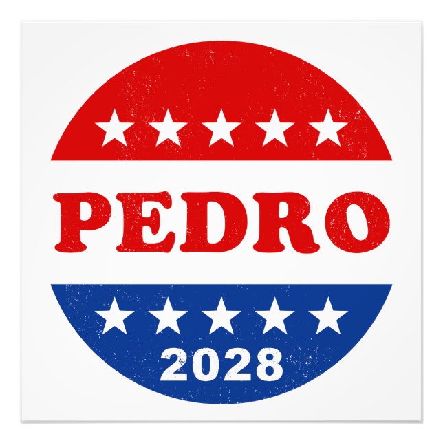 Pedro 2028 Rött vitt blått Funny Poltical Fototryck (Framsidan)