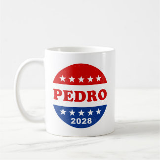 Pedro 2028 Rött vitt blått Retro-knapp Kaffemugg
