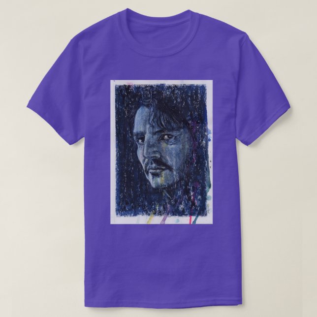Pedro Pascal Hand plockade Oil och Bläck Porträtt T Shirt (Design framsida)