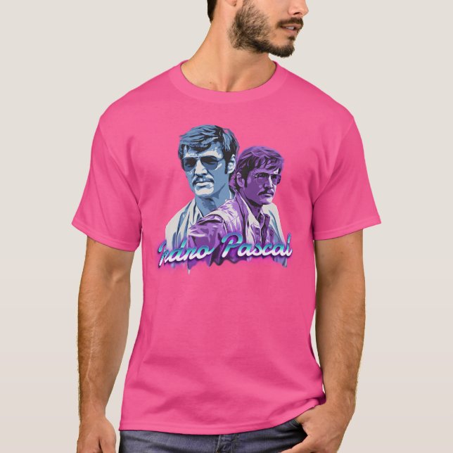 Pedro Pascal - Retrowave Fläkt Art T Shirt (Framsida)