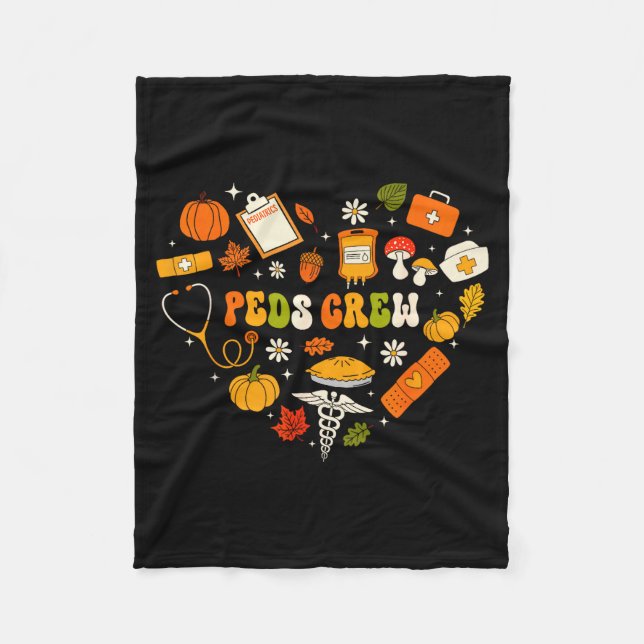 Peds Crew Nurse Fall Heart Pediatric Pumpkin Thank Fleecefilt (Framsidan)
