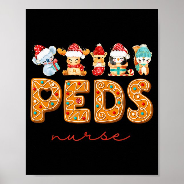 Peds Nurse Gingerbread Christmas Pediatric Nurse H Poster (Framsidan)