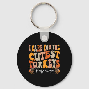 Peds Nurse Thanksgiving Cutest Turkey Retro Fall Nyckelring