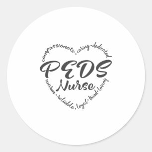 PEDS Sjuksköterska, barnsköterska med hjärta Runt Klistermärke
