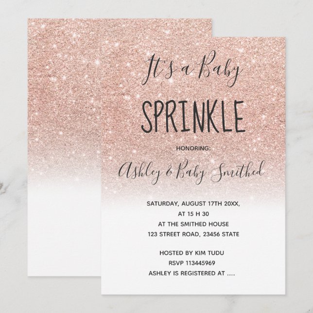 Pedulver från Ro faux glitter (blått) Inbjudningar (Fram/baksida)