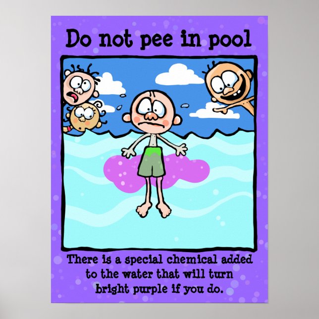 PEE i bassäng! Anti-pee kampanj! Poster (Framsidan)