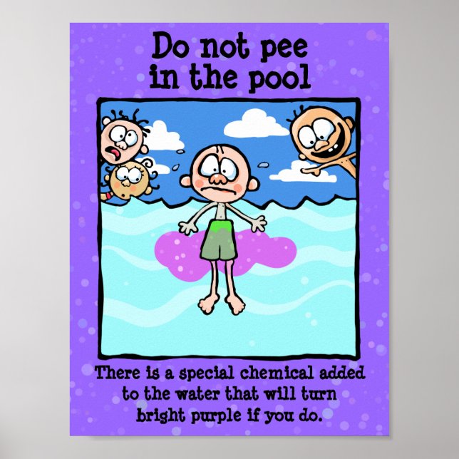 PEE i bassäng! Det är synd om bran! Poster (Framsidan)
