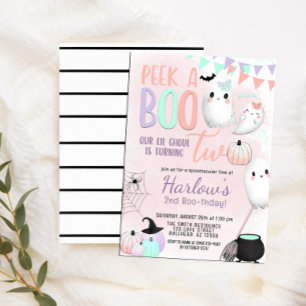 Peek a a Boo Ghost Pastel Halloween Birthday Inbjudningar