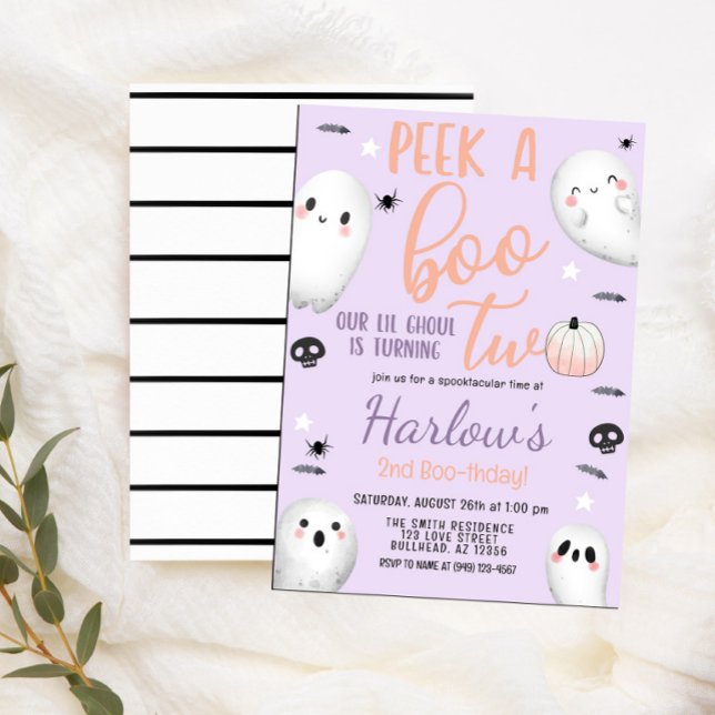 Peek a a Boo Ghost Pastel Lila Halloween Birthday Inbjudningar (Skapare uppladdad)