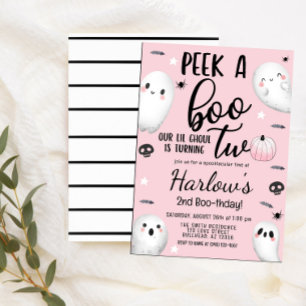 Peek a a Boo Ghost Pastel Rosa Halloween Birthday Inbjudningar