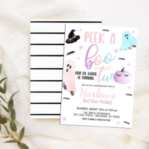 Peek a a Boo Ghost Pastel Rosa Halloween Birthday Inbjudningar