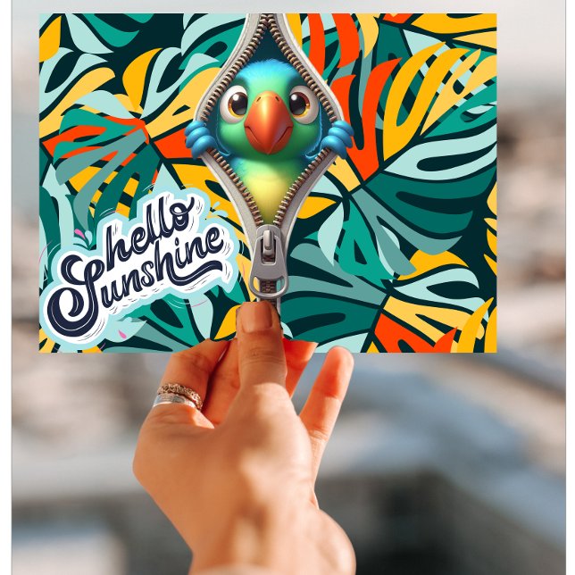 Peek A Boo Birdie Hej Sunshine Vykort (Skapare uppladdad)