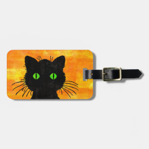 Peek-A-Boo Black Cat för Halloween Bagagebricka