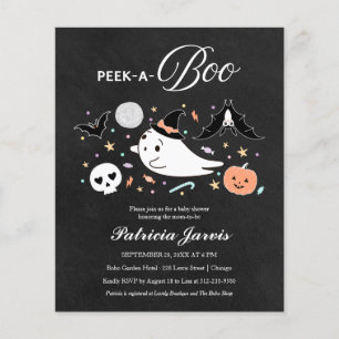 Peek-A-Boo Budget Halloween Baby Shower Inbjudan