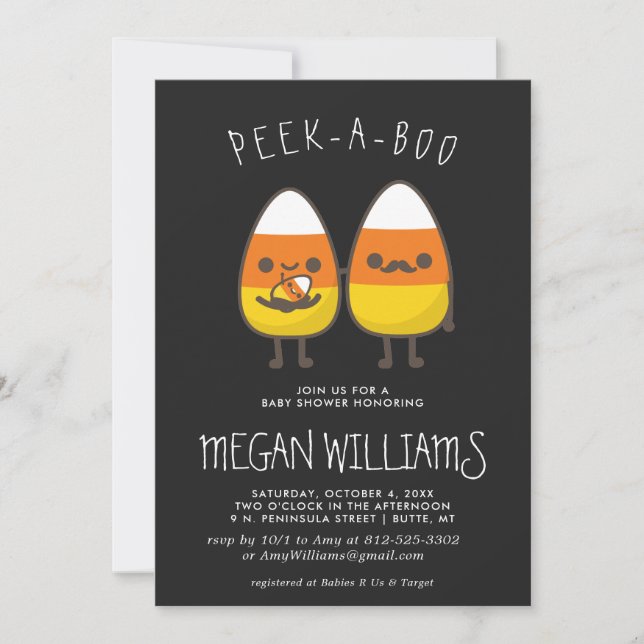 Peek-A-Boo | Candy corn Baby Shower (Framsida)