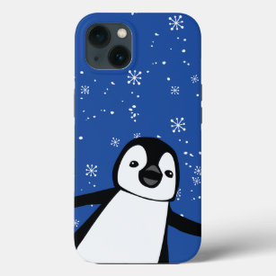 Peek a boo Cute Penguin Blue Winter Snö