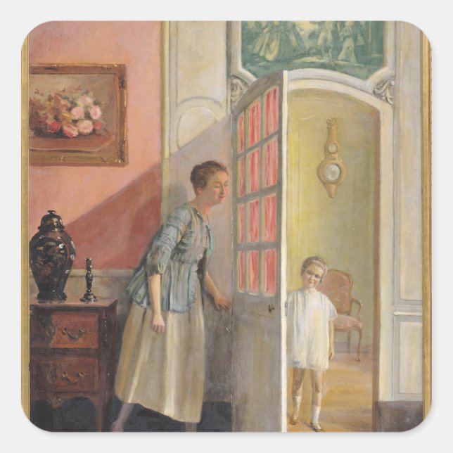 Peek-a-Boo Fyrkantigt Klistermärke (Framsida)