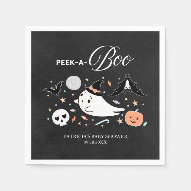 Peek-A-Boo Ghost Halloween Boy Shower Napkins Pappersservett (Framsidan)