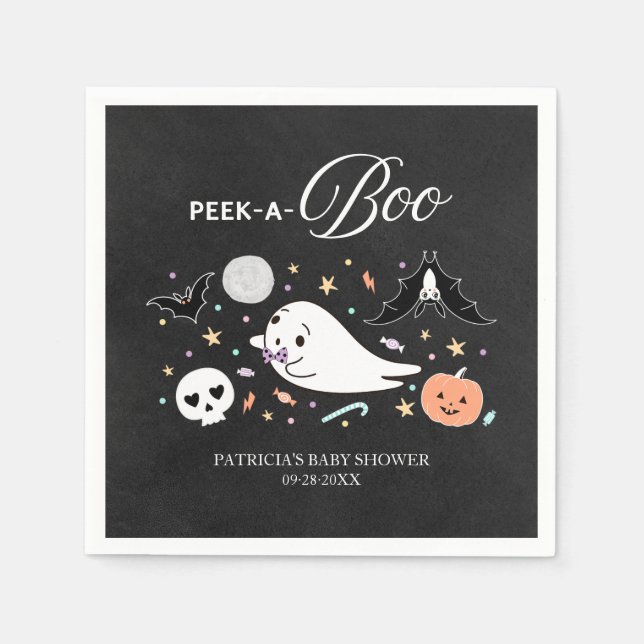 Peek-A-Boo Ghost Halloween Boy Shower Pappersservett (Framsidan)