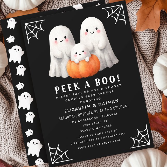 Peek A Boo Ghost Halloween Par Baby Shower Inbjudningar (Skapare uppladdad)