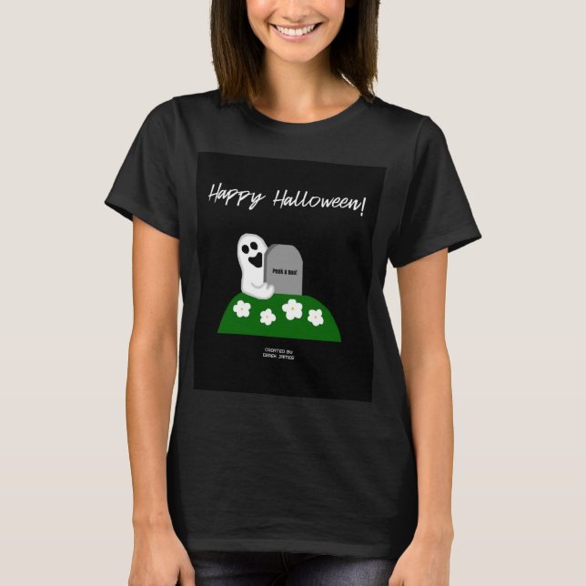 Peek A Boo Ghost Women's Black Basic T Shirt (Framsida)