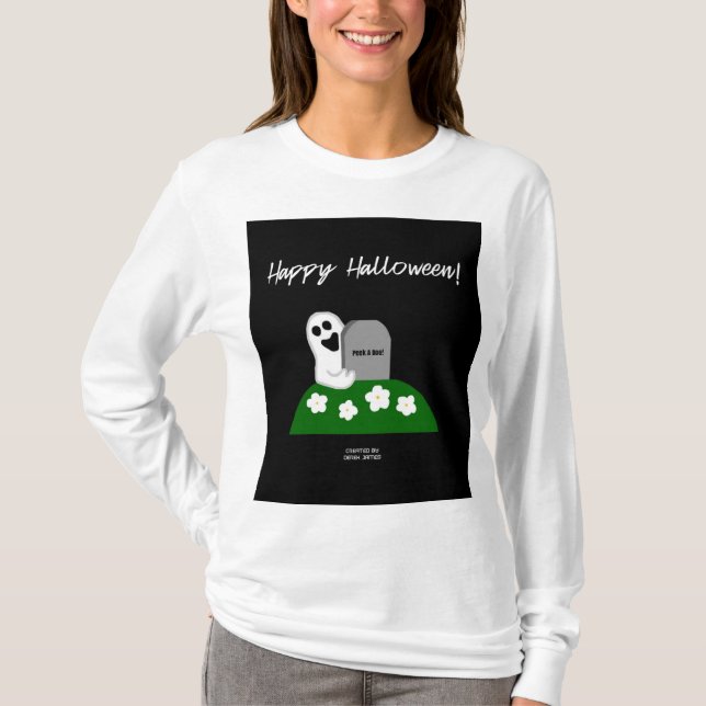 Peek A Boo Ghost Women's Långärmad Shirt T Shirt (Framsida)