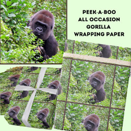 Peek-A-Boo Gorilla Wrapping Papper Roll Presentpapper