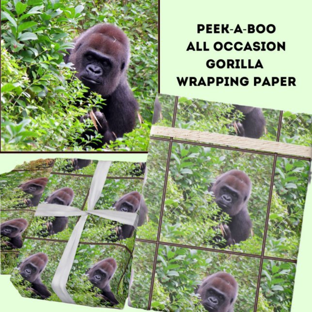 Peek-A-Boo Gorilla Wrapping Papper Roll Presentpapper (Skapare uppladdad)