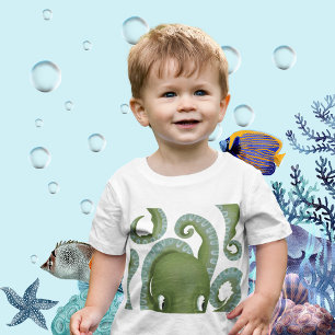 Peek-A-Boo Grönt Octopus T Shirt