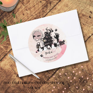 "Peek a Boo" Halloween Baby Shower Sticker Runt Klistermärke