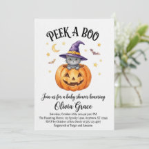 "Peek A Boo" Halloween-bebisdusche-inbjudan 