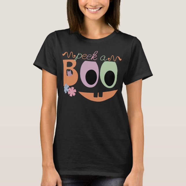 Peek-a-Boo Halloween Jack-o-lantern T Shirt (Framsida)