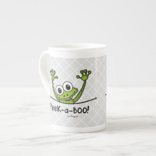 Peek-a-Boo Husdjur (Rolig, Glad, Söt Groda) Benporslin Mugg