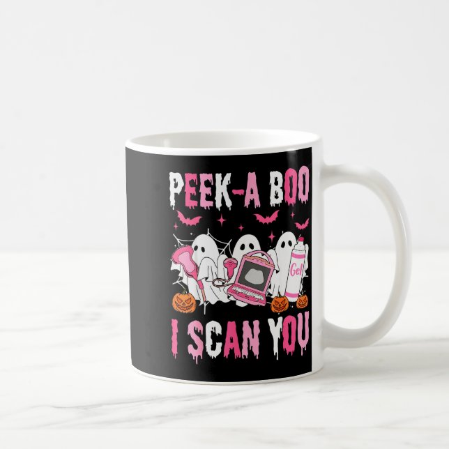 Peek A Boo jag skannar dig läskig sonograf ultralj Kaffemugg (Höger)