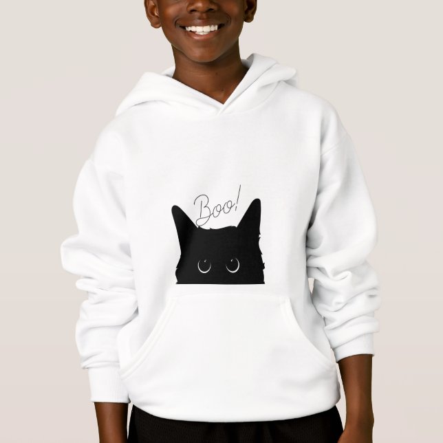 Peek A Boo Kattunge Kids Hoodie T Shirt (Framsida)