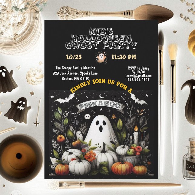 Peek A BOO Kids Halloween Ghost Party Fall Pumpkin Inbjudningar (Peek A BOO Kids Halloween Ghost Party Fall Pumpkin Invitation)