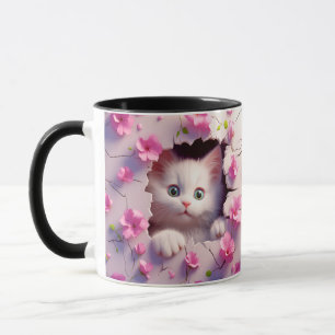 Peek-a-Boo Kitten Blommar Mugg