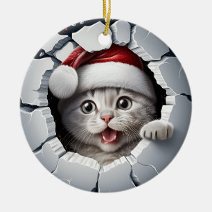 Peek-a-boo Kitten jul Julgransprydnad Keramik