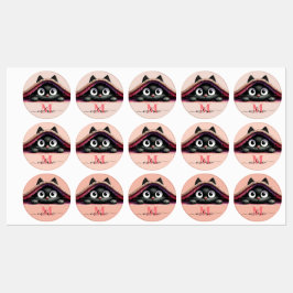 Peek-a-Boo Kitten Script Name Monogram Girls'  Klistermärke