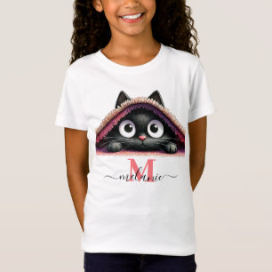 Peek-a-Boo Kitten Script Namn Monogram Girls'' T Shirt