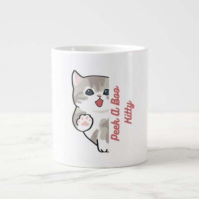 "Peek A Boo Kitty Söt Katt Mugg" Jumbo Mugg (Framsidan)