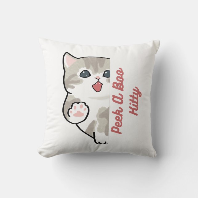 "Peek A Boo Kitty Sött Kattkuddfodral" Kudde (Framsida)
