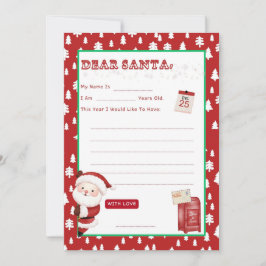 Peek a Boo Letter to Santa Wishlist Inbjudningar