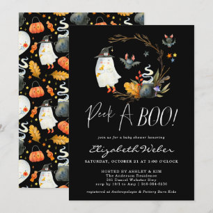 Peek-A-Boo   Little Ghost Halloween Baby Shower Inbjudningar