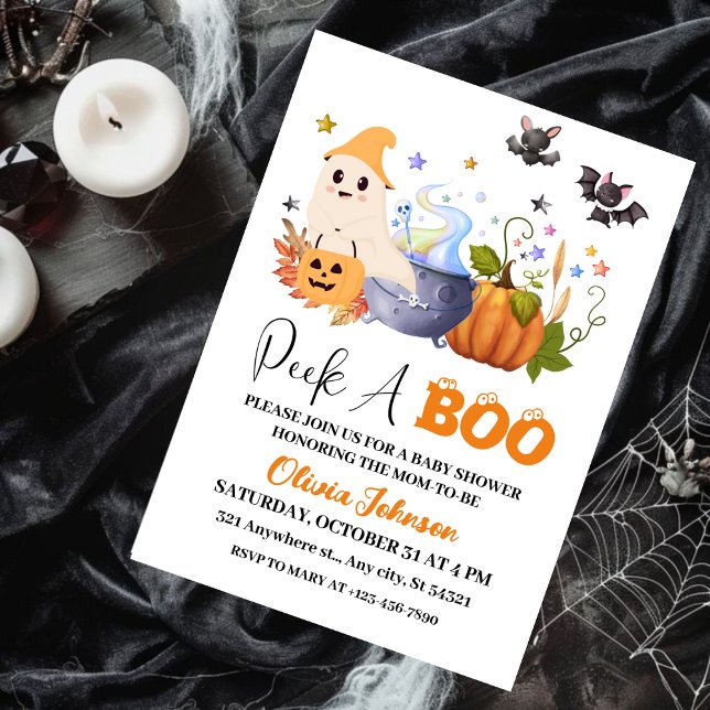Peek-A-Boo | Little Ghost Halloween Baby Shower Inbjudningar (Skapare uppladdad)