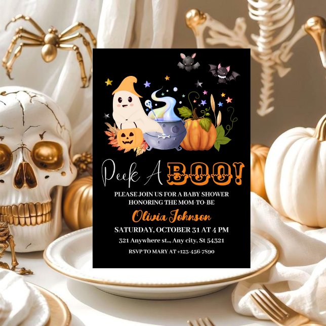 Peek-A-Boo | Little Ghost Halloween Baby Shower Inbjudningar (Skapare uppladdad)