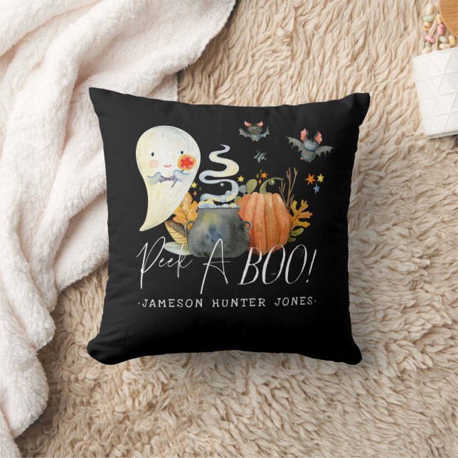 Peek-A-Boo | Monogram Liten Spök Halloween Kudde (Filt)