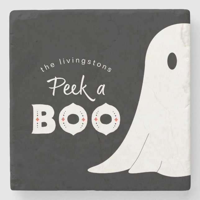 Peek a Boo Personlig Spök Halloween Stenunderlägg (Framsidan)