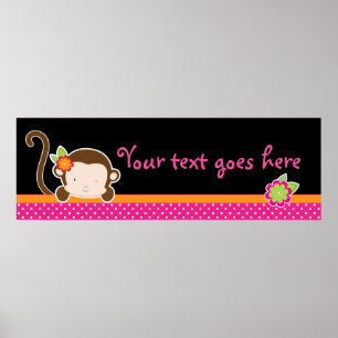 Peek A Boo Rosa Girl Girl Monkey Safari Jungle Ban Poster