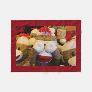 Peek-a-boo Sock monkey Fleecefilt